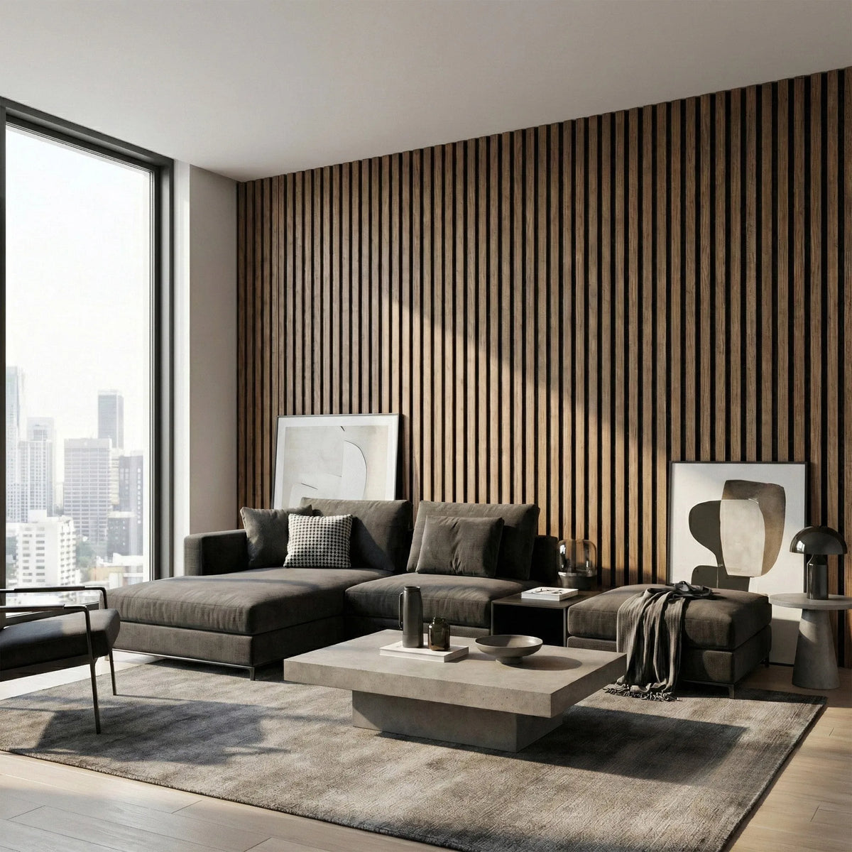 Ravndal - Wide Slat Three-Sided Acoustic Wall Panels (Set Of 2) | Aspin Collins
