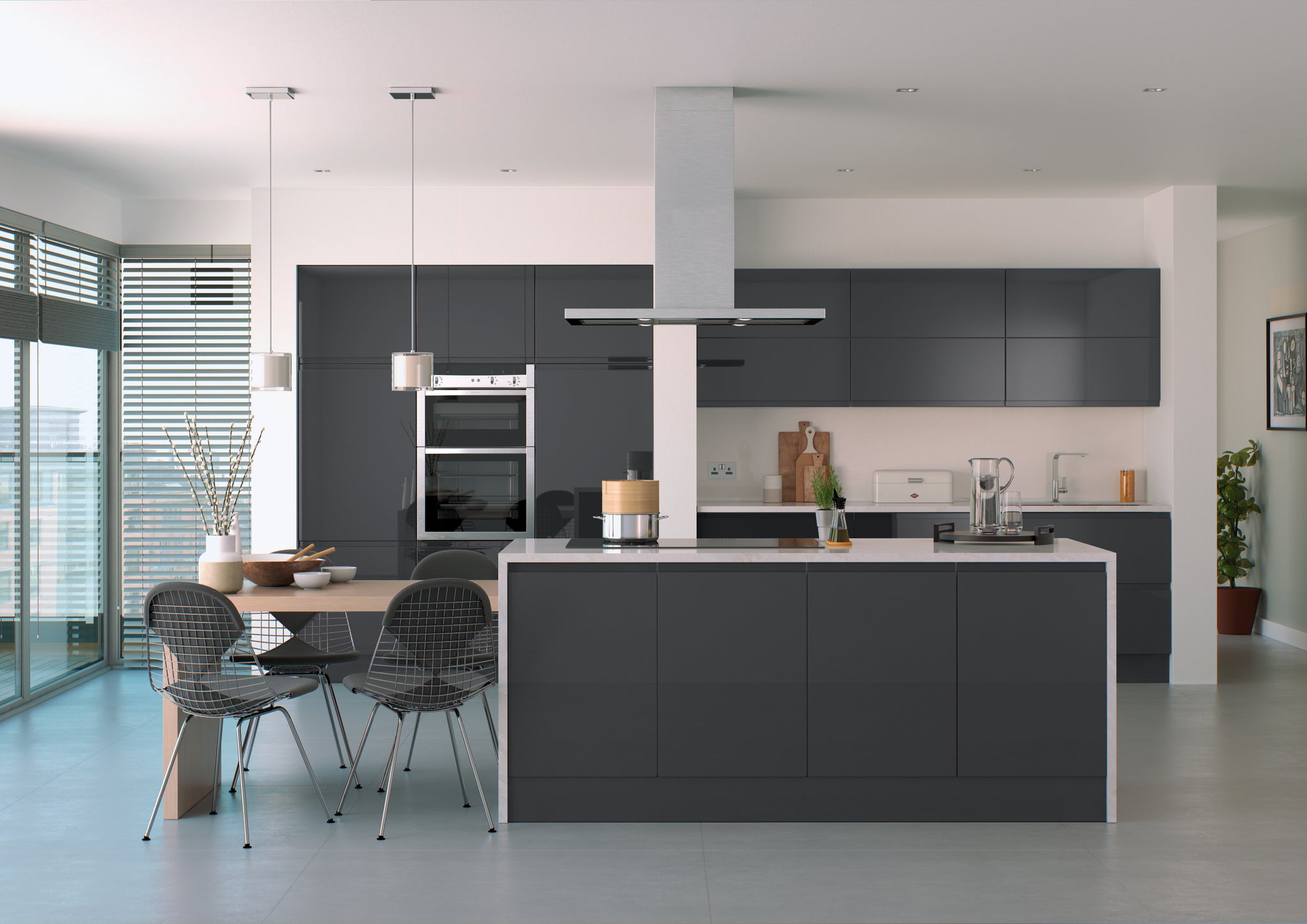 J-Pull Handleless Finishing Components | Anthracite High-Gloss | Aspin Collins