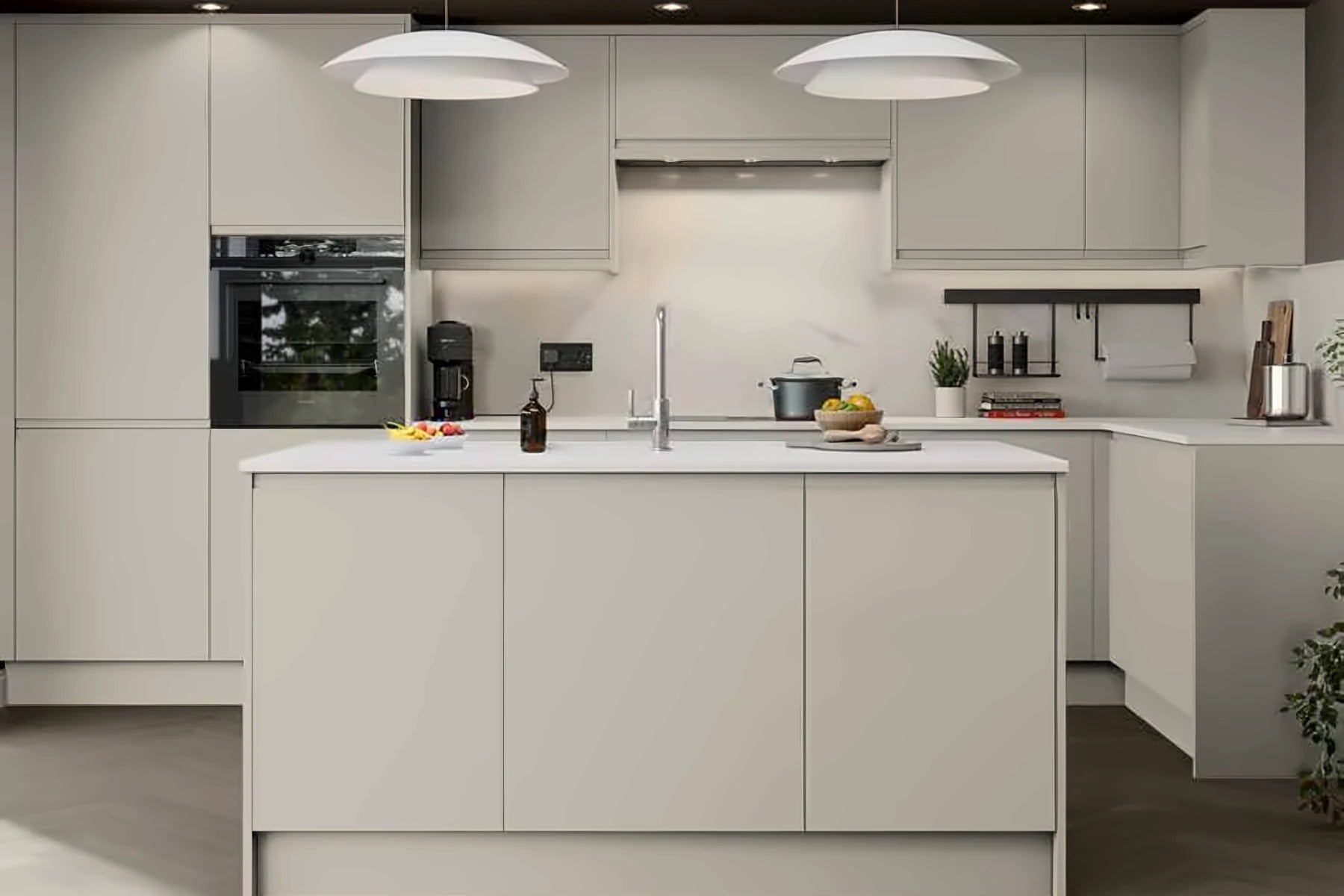 Cashmere Stone Matt | Budget J-Pull Handleless Kitchen Doors | Aspin Collins