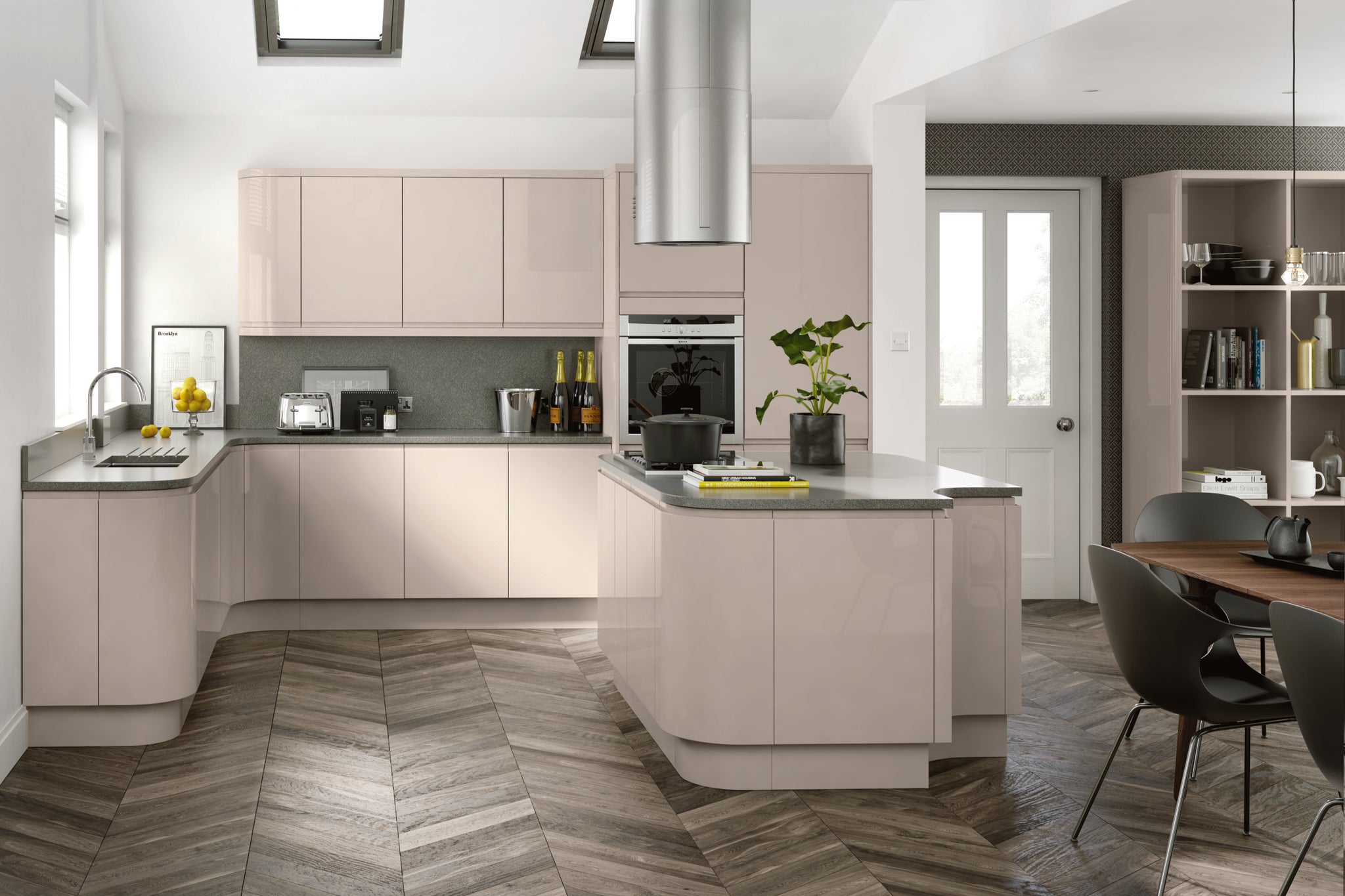 Cashmere High-Gloss Handleless Kitchen Door | Levana | Aspin Collins