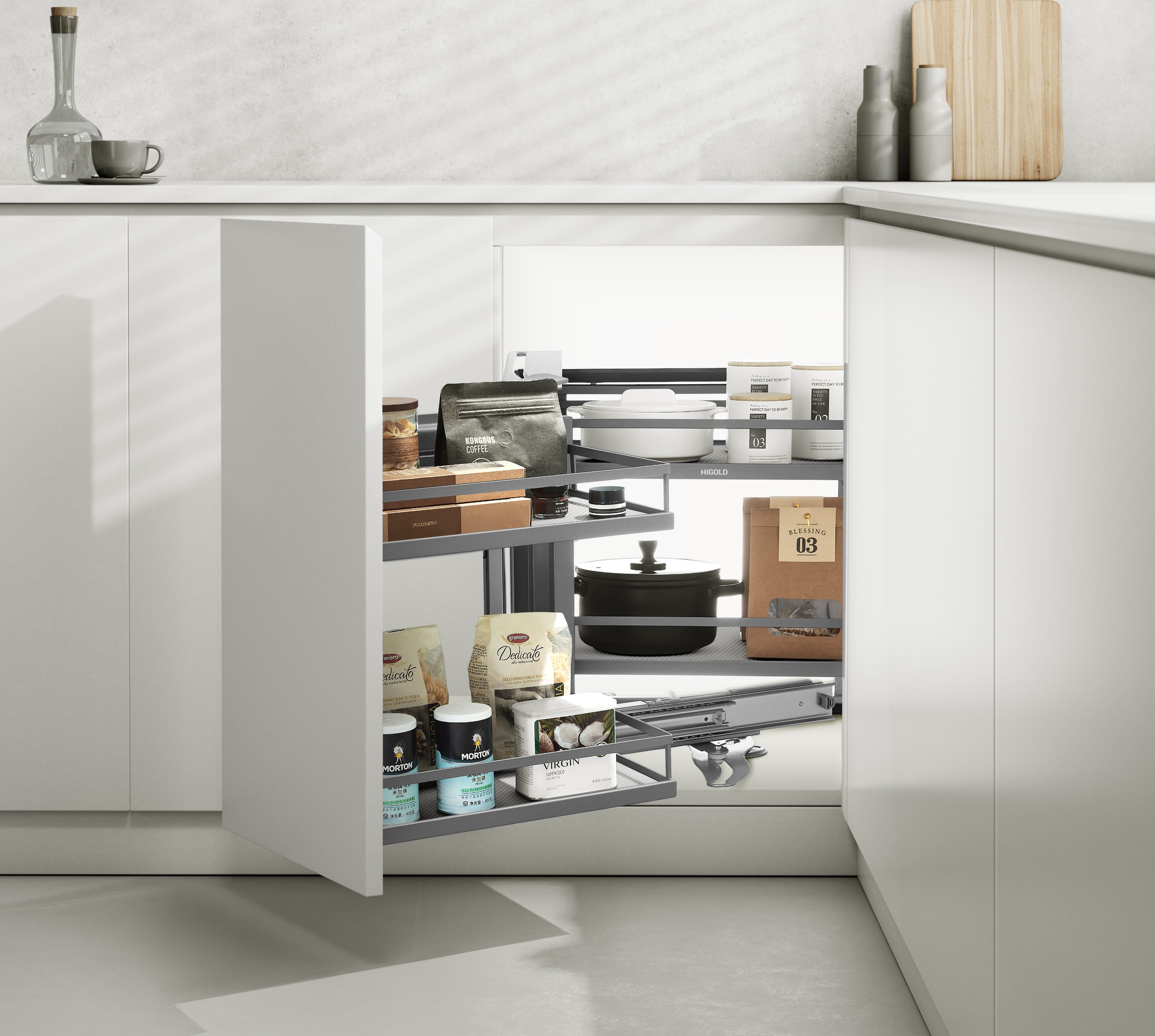 Expando Corner Pull-Out Unit | Soft-Close Storage for Corner Cabinets | Aspin Collins