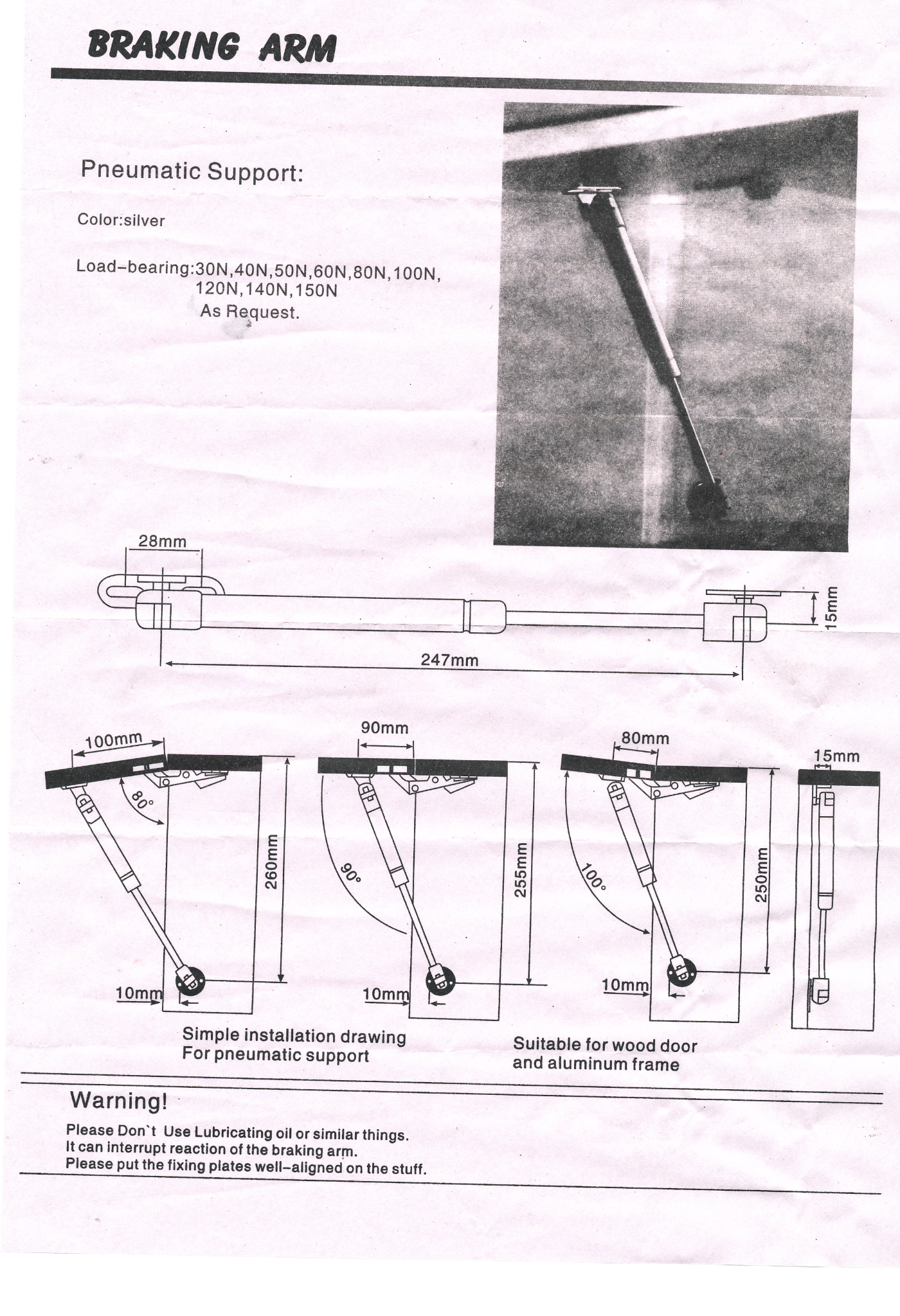 Gas Strut Support Piston | Budget Gas Spring Lift System with 3 Fittings | Aspin Collins