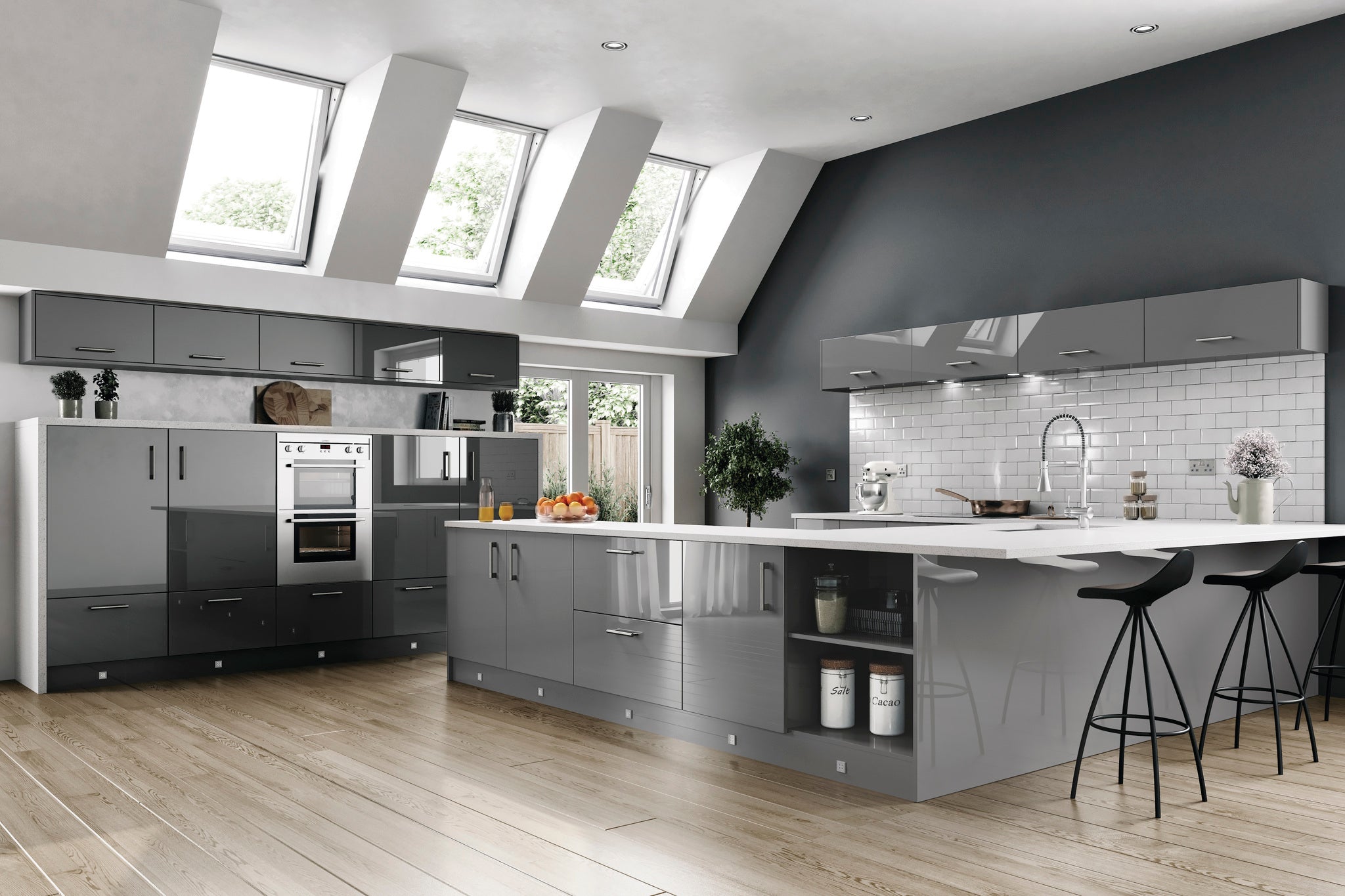 Valencia Dust Grey Gloss | Slab Kitchen Doors | Aspin Collins