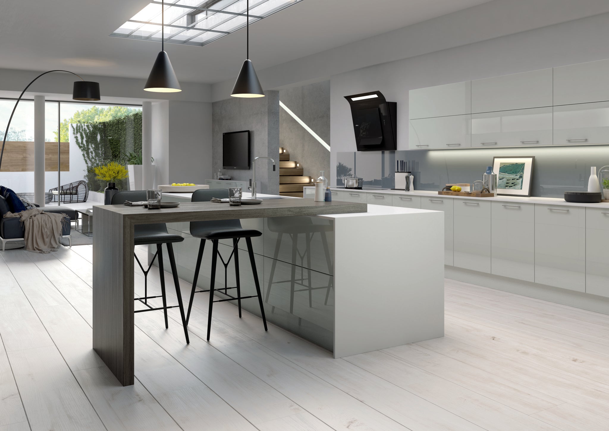 Valencia Light Grey Gloss | Slab Kitchen Doors