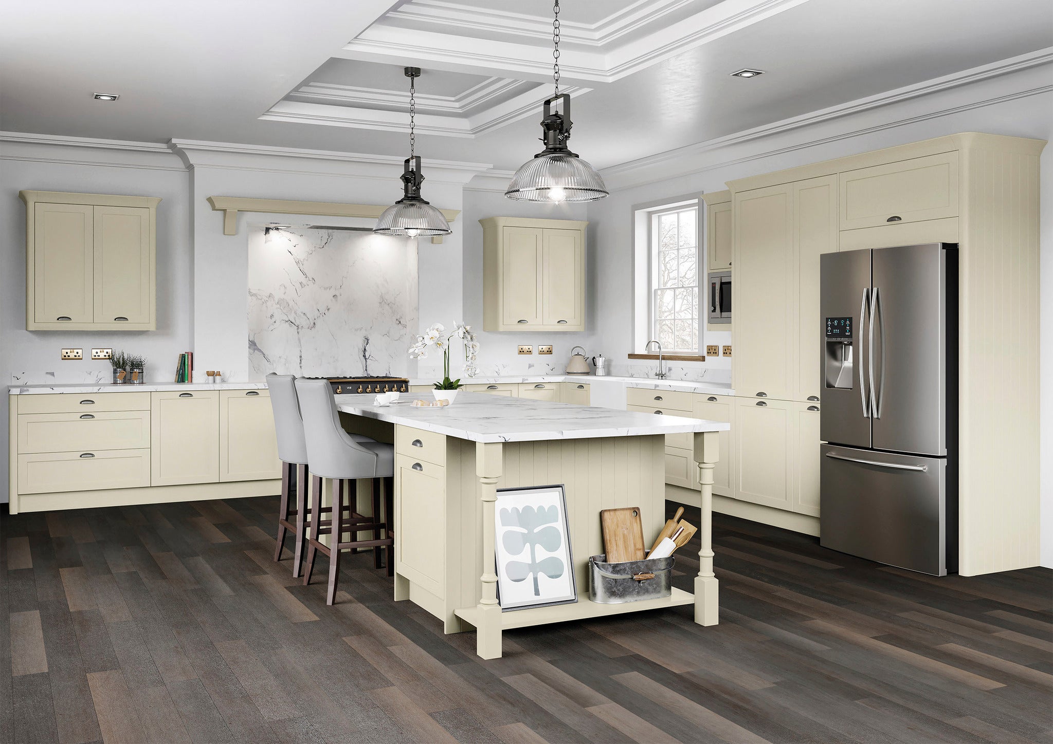 Mayfair Ivory Shaker Kitchen Doors | Timeless Cream-Toned Solid Ash Doors | Aspin Collins