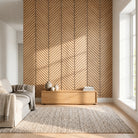Nordvik - Chevron Oak Slat Wall Panels | Grey Felt Backing | Aspin Collins