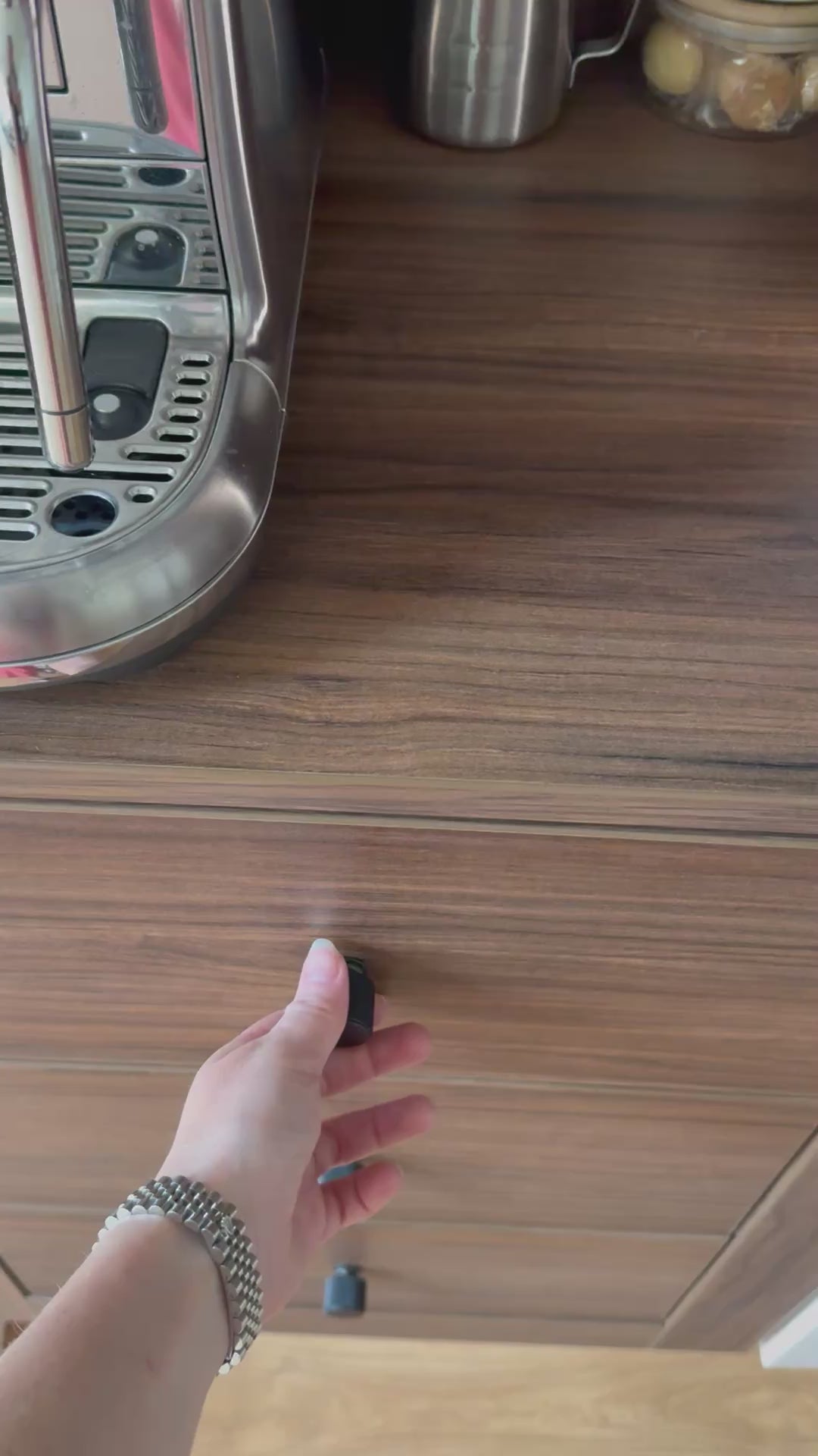 Opening Soft Close drawer on Portofino Coffee Bar
