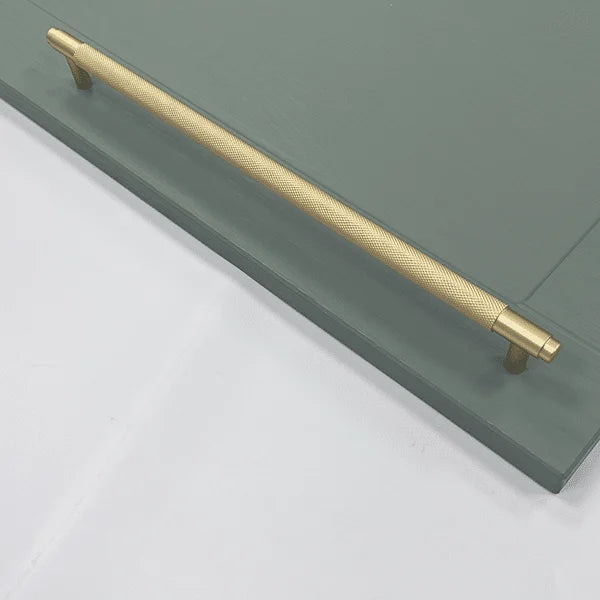 Corbridge Knurled Bar Handle in Brass, Includes Long Wardrobe Size | Aspin Collins