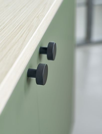 Simon - Knurled Cylinder Knob | Black Powder Coated or Inox Look | Aspin Collins