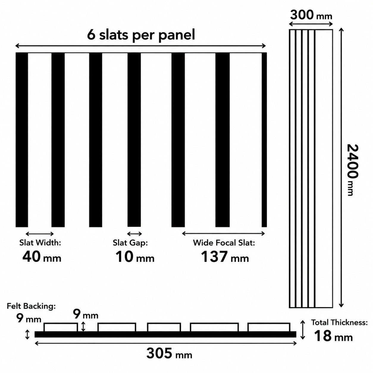 Aslund - Wide Random Rhythmic Slat Wall Panels (Set of 2)