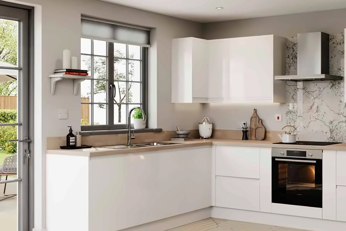 White Gloss | Budget J-Pull Handleless Kitchen Doors | Aspin Collins