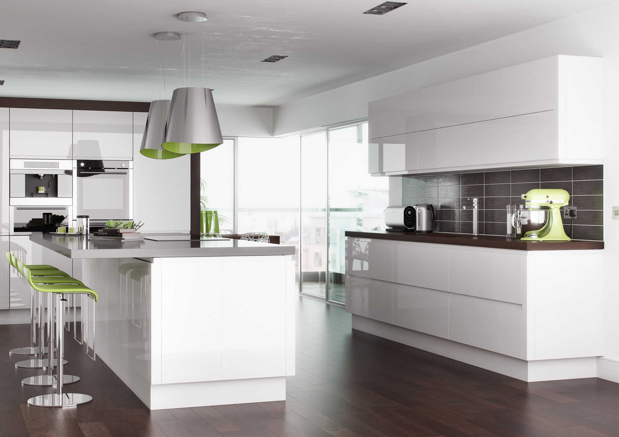 Levana White Gloss Kitchen Doors | Bright White Gloss Handleless Kitchen Doors | Aspin Collins
