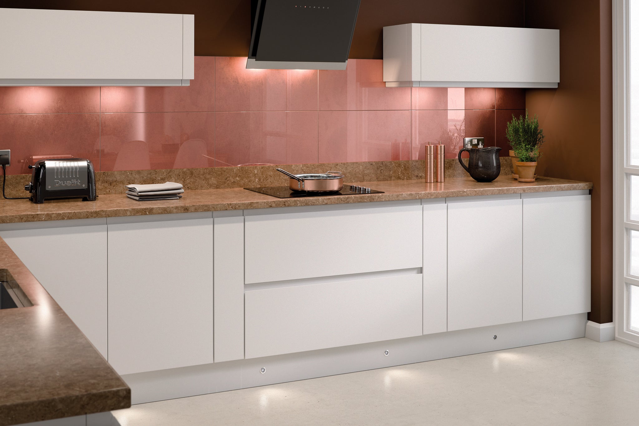 Levana White Matt Kitchen Doors | White Matt Handleless Kitchen Doors | Aspin Collins