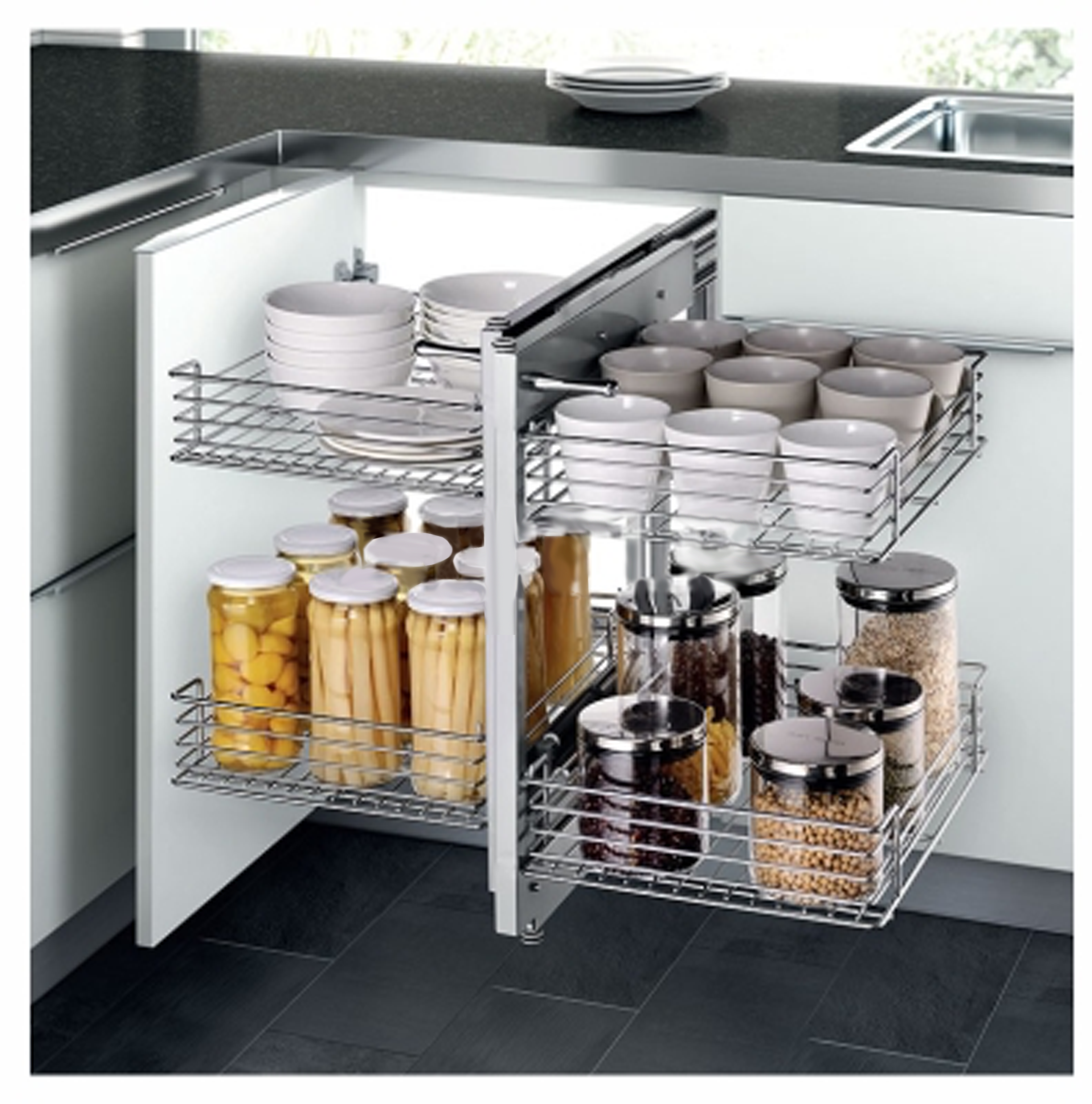 Kitchen Storage Optimiser Corner Pull Out Unit/Basket - Aspin Collins